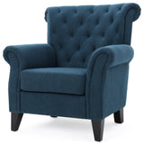 GDF Studio Nowell Contemporary Fabric Tufted Chair, Dark Blue