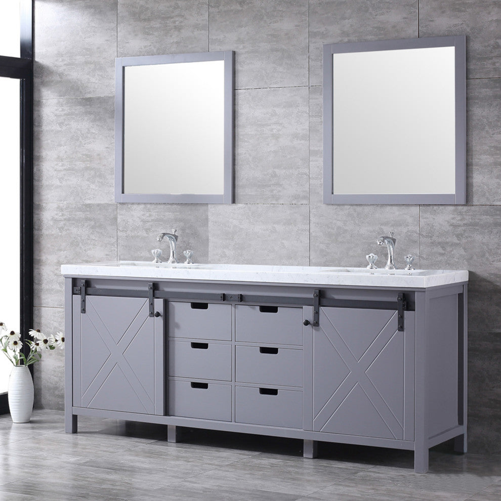 Marsyas Transitional Dark Grey 80" Double Vanity Set