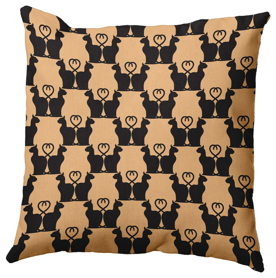 26" x 26" Cat Clowder Decorative Throw Pillow, Pale Gold