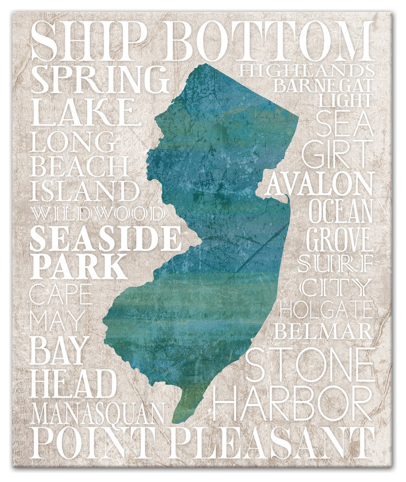 Jersey Shore Cities 20x24 Canvas Wall Art