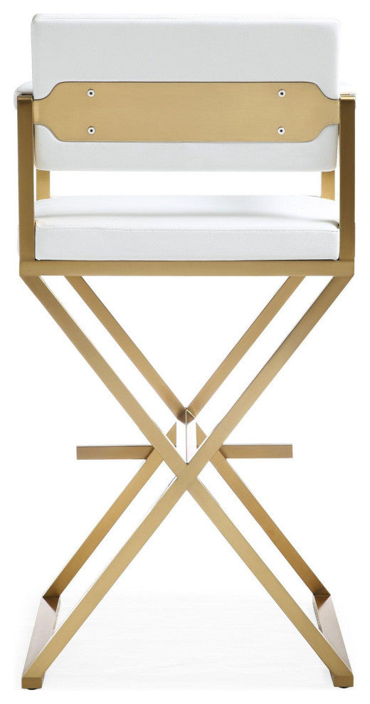 Director White Gold Steel Barstool