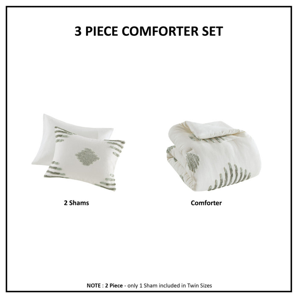 INK+IVY Tahli 3 Piece Cotton Blend Chenille Comforter Set