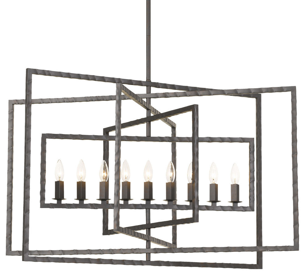 Capri 9 Light Chandelier in Raw Steel