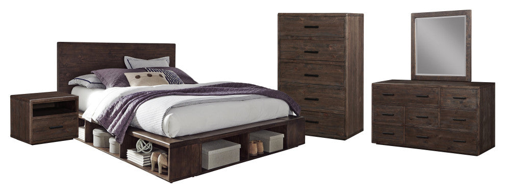 Modus McKinney 5 Piece E King Platform Bedroom Set, Espresso Pine