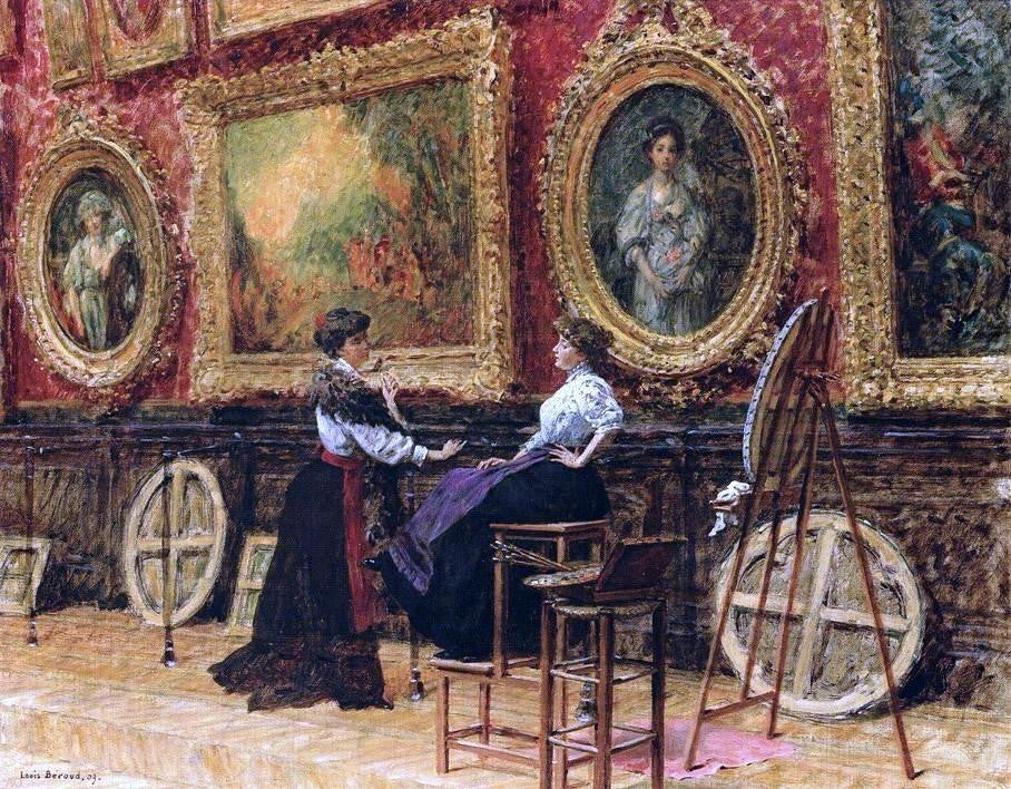 Louis Beroud A Copiests- Musee du Louvre, Gallery Wrapped Canvas, 21"x28"