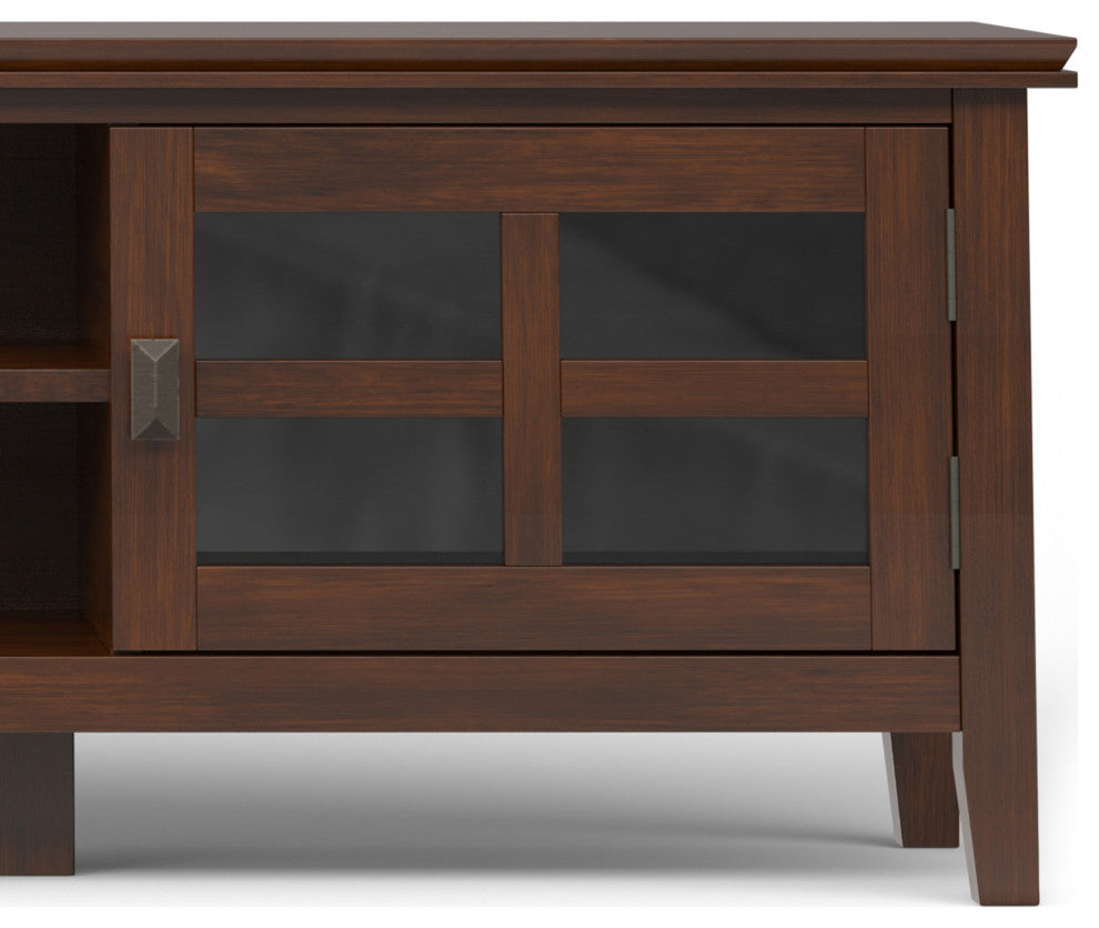 Artisan Solid Wood 72" Low TV Media Stand For TVs up to 80", Russet Brown