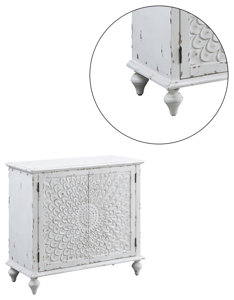 Accent Cabinet With One Shelf, Antique White Finish