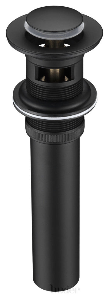 1-1/2" Push Pop-Up Drain Stopper for Sink, Matte Black, With Overflow