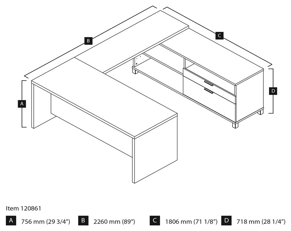 Pro-Linea U-Desk in White