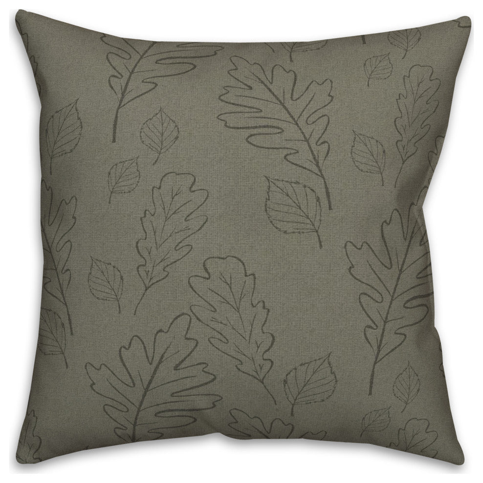 Green Large Leaf Pattern 18x18 Spun Poly Pillow