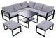 6-Piece Outdoor Steel Industrial Style Patio Sofa Combination Set With Table, Dark Gray