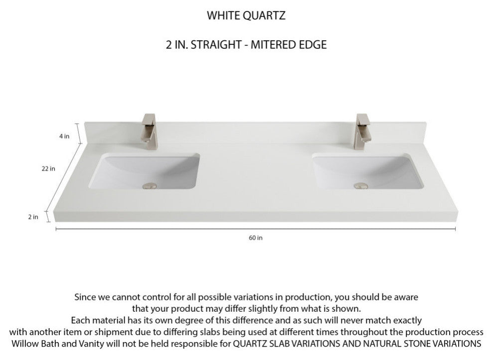 Parker 60 Double Sink Bathroom Vanity in Lafayette Green  2" White Quartz