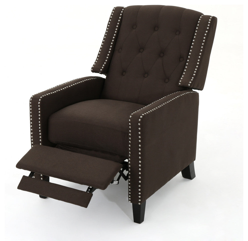 GDF Studio Ingrid Tufted Back Fabric Recliner Chair, Coffee
