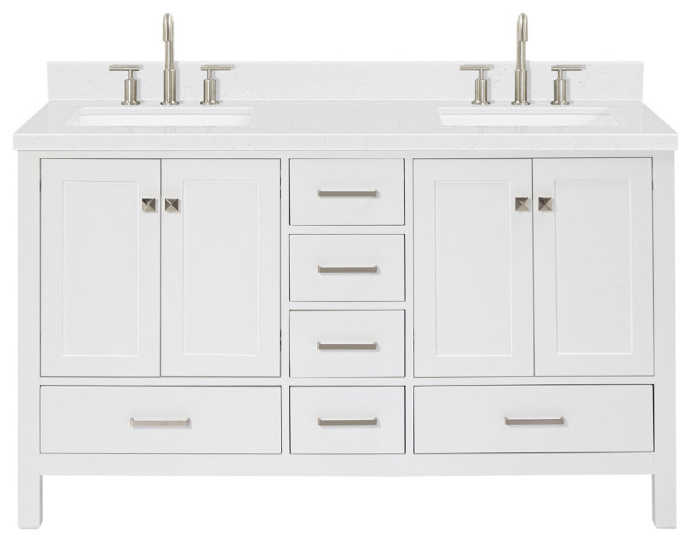 Ariel Cambridge 60" Double Rectangle Sinks Vanity, Carrara Quartz