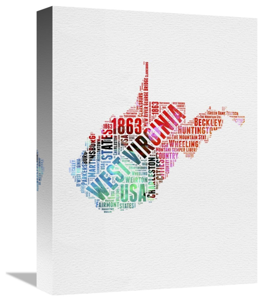 "West Virginia Watercolor Word Cloud" Fine Art Print
