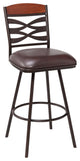 30" Brown Faux Leather Speckled Metal and Maple Wood Bar Stool