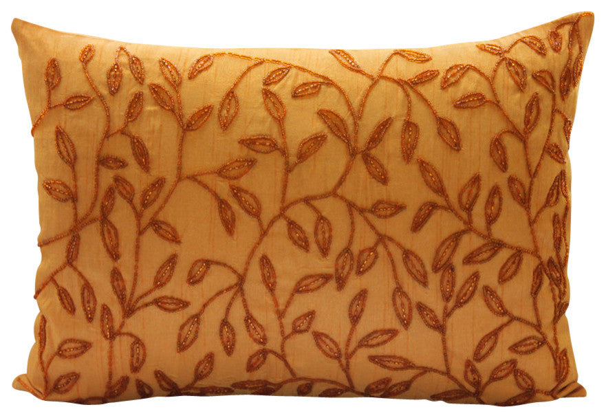 Floral Orange Standard Pillow Shams, Art Silk 20x26 Standard Pillow Sham, Juicy