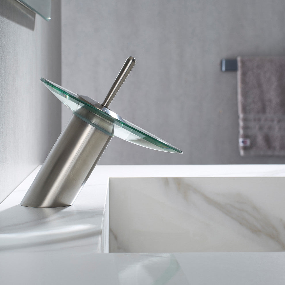 Torino Falls Single Hole Bathroom Faucet, Satin Nickel