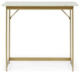 Fairborn Modern Glam Handcrafted Marble Top Desk, White and Gold