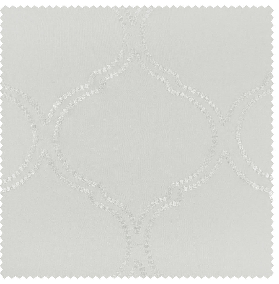 Florentina Embroidered Sheer Curtain Single Panel, White, 50"x84"