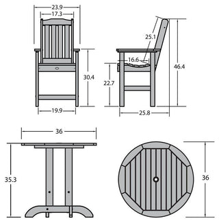 Springville 3-Piece Round Dining Set, Weathered Acorn, Harbor Gray
