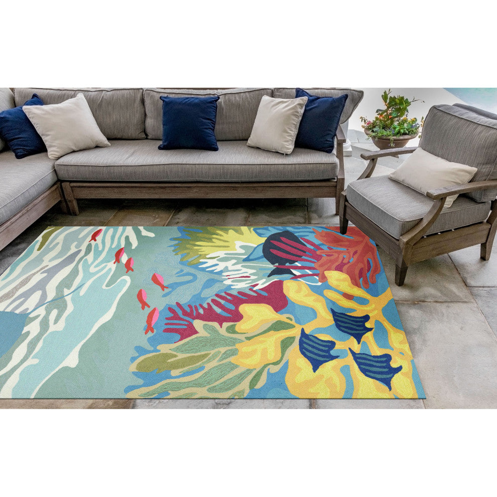 Ravella Ocean View Indoor/Outdoor Rug Blue, Blue, 7'6"x9'6"