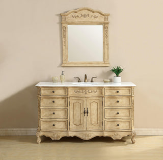 Bathroom Vanity, Antique Beige, 60", Single Sink