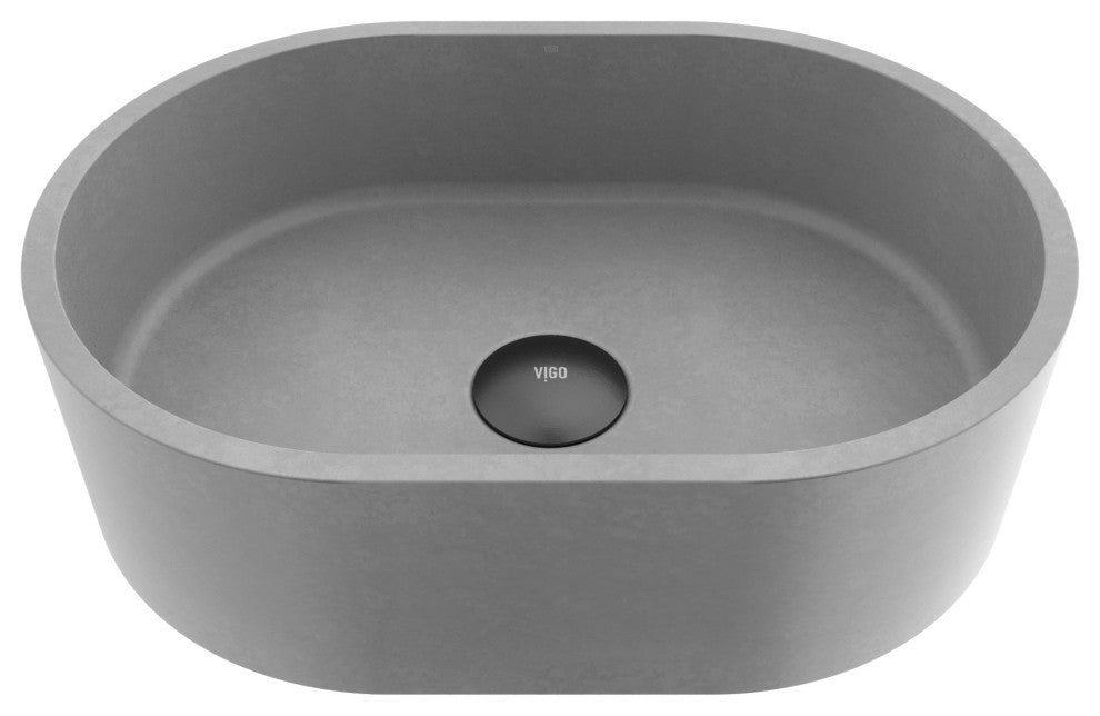 VIGO Giralda 16"L x 11"W x 5"H Concreto Stone Oval Bathroom Vessel Sink
