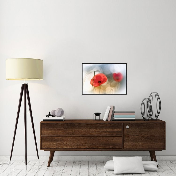"Morning Poppies" Framed Canvas Giclee by Steve Moore, 31x22"