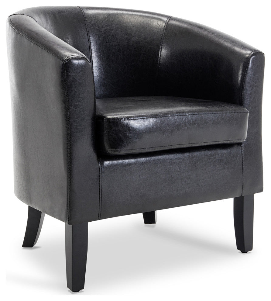 Modern Club Chair Barrel Design, Black