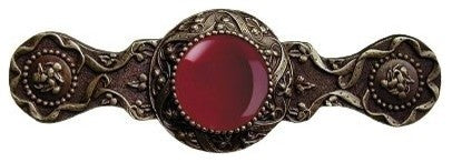 Victorian Pull, Antique-Style Brass With Red Carnelian