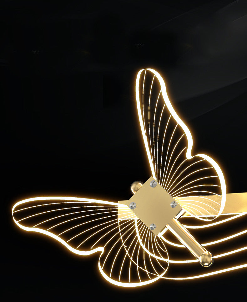 Aigle | Gold Butterfly Chandelier for Dining Room, Gold, Cool Light
