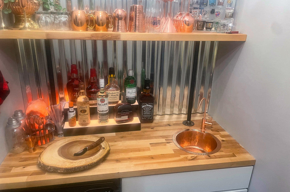 Premier Copper Products BR12PC2 12" Round Hammered Copper Bar Sink