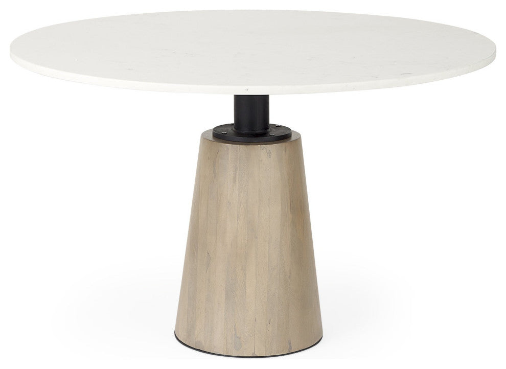 White Marble Mod Pedestal Dining Table