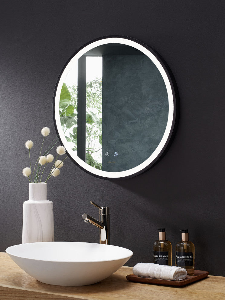 Cirque Round LED Mirror, 24", No Bluetooth