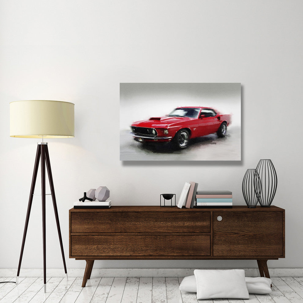"1969 Ford Mustang Watercolor" Fine Art Print