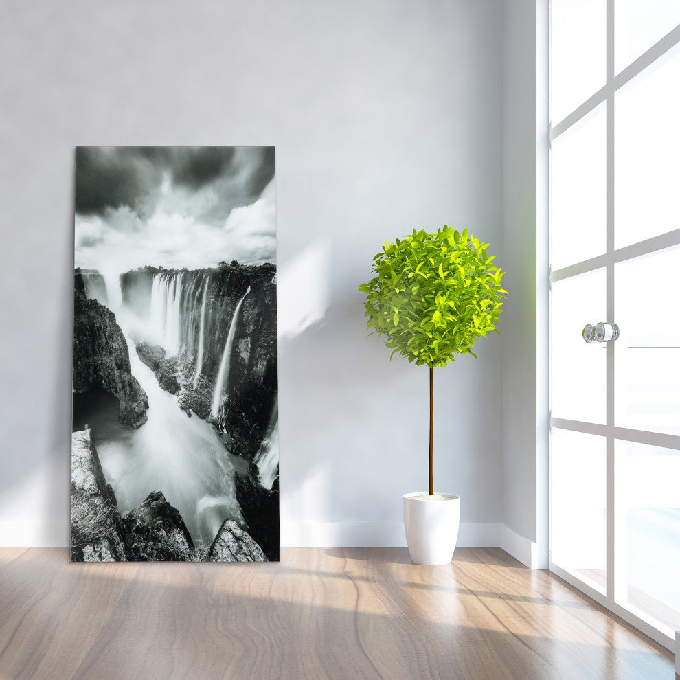 The Falls Wall Art Frameless Free Floating Tempered Art Glass 72"x36"