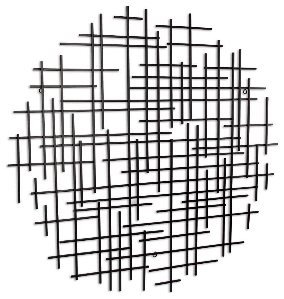 Iquara Large Black Round Metal Wall Art