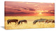 "Zebras Grazing Together At Sunset" Modern Landscape Wall Art Canvas, 32"x16"
