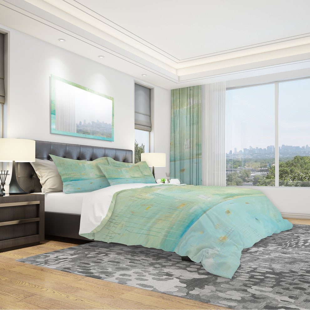 Dreaming of The Shore I Geometric Duvet Cover Set, King