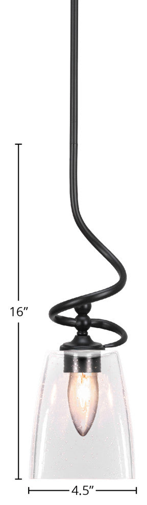 Capri Stem Mini Pendant In Matte Black Finish With 4.5" Clear Bubble Glass