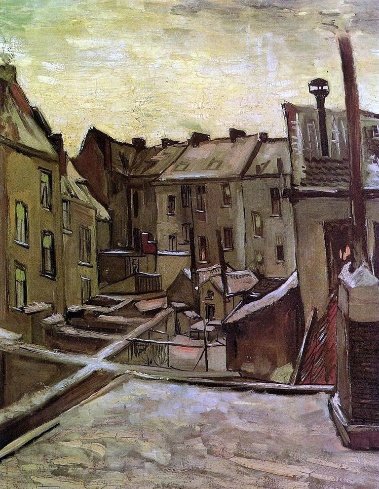 Vincent Van Gogh Backyards of Old Houses in Antwerp in the Snow Wrapped Canvas
