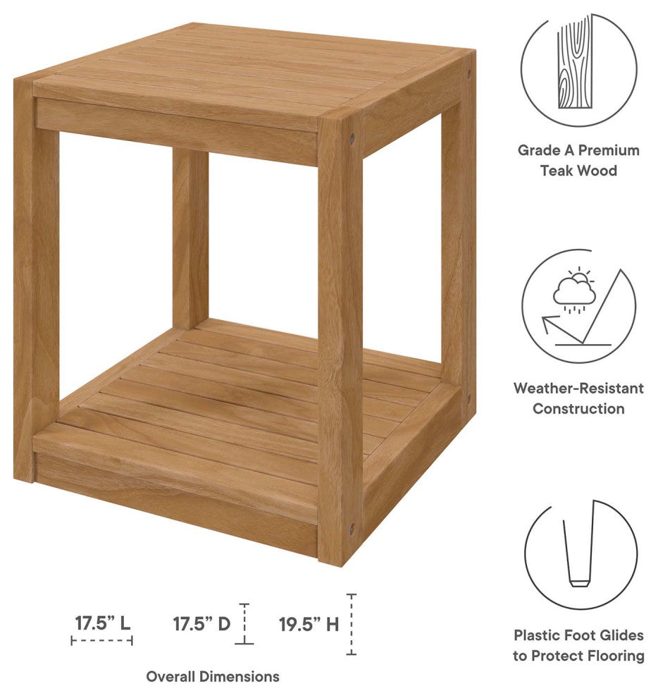 Carlsbad Teak Wood Outdoor Patio Side Table