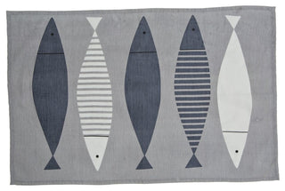 Fish Tea Towel, Set of 4, 20"x30", Navy