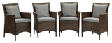 Conduit Outdoor Patio Wicker Rattan Dining Armchair Set of 4