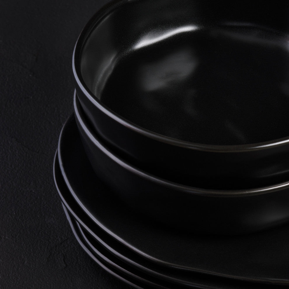 Stone by Mercer Project Hekonda Stoneware 32 Piece Dinnerware Set, Black