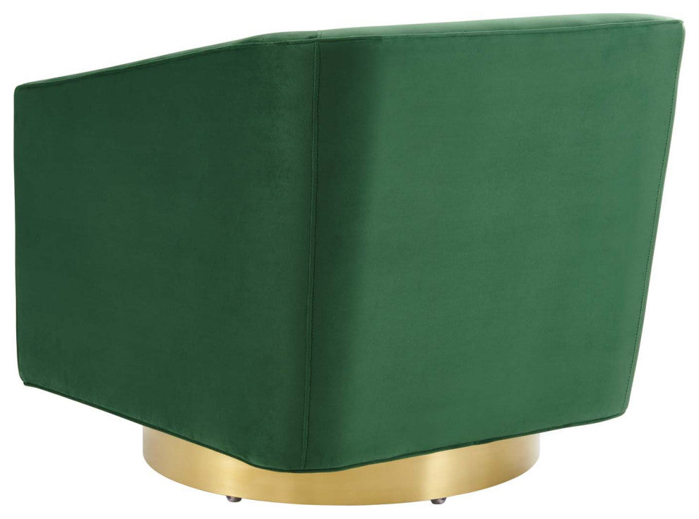 Armchair Accent Swivel Chair, Velvet, Gold Green, Modern, Lounge Hospitality