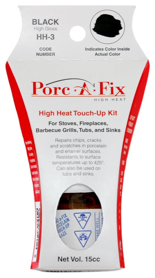 High Heat Paint Porc-a-fix Porcelain Touch up Repair Glaze, HH-3, Black Hh-3