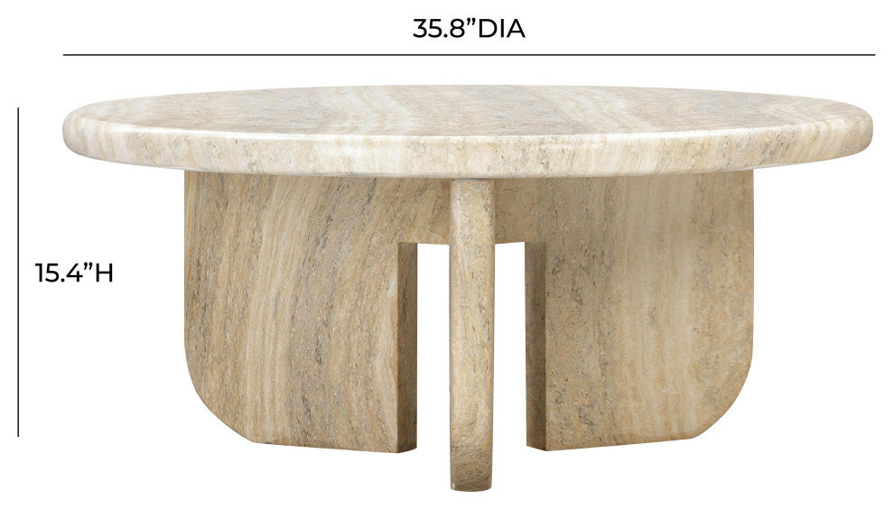Patrizia Concrete Round Coffee Table - Travertine