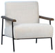 Owen Cotton Upholstered Modern Occasional Chair, Natural Mindi Wood and Cream